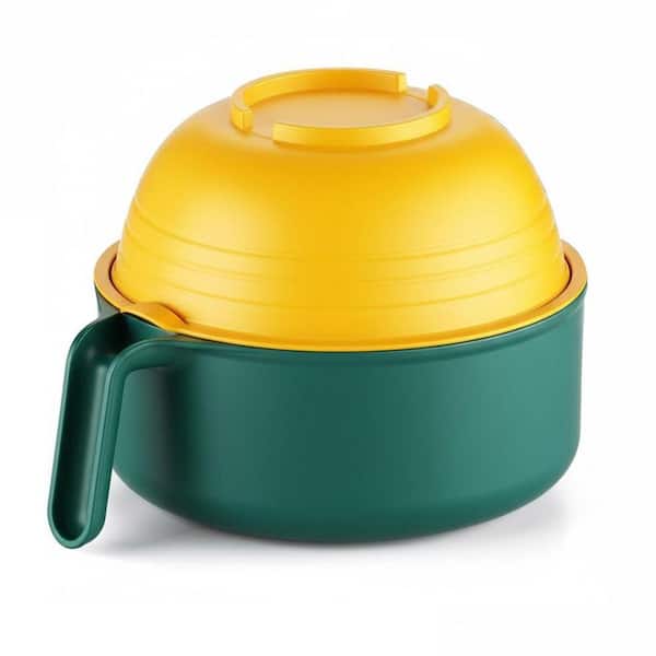 50 oz. Microwave Ramen Bowl Set Yellow PP Extra Large Cooker with Lid and Strainer for Noodles Vegetables