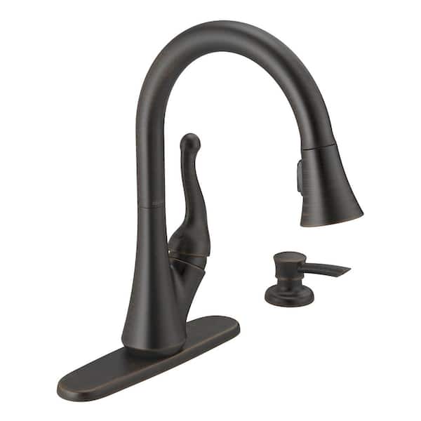 Delta Talbott Single-Handle Pull-Down Sprayer Kitchen Faucet with Soap Dispenser in Venetian Bronze