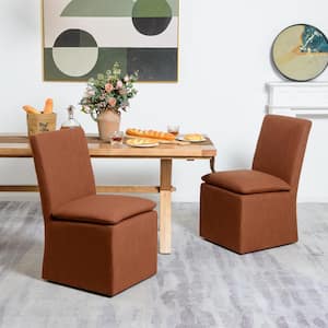 Mocha Performance Fabric Upholstered Side Chair with Casters(Set of 2)