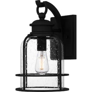 Bowles 14.5 in. Earth Black Hardwired Outdoor Wall Lantern Sconce