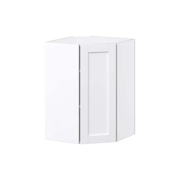 J COLLECTION Milton 24 in. W x 14 in. D x 35 in. H Assembled Shaker Diagonal Corner Kitchen Cabinet in Bright White