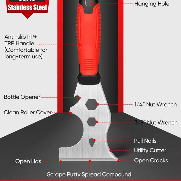 KIWDZFU 12 in. 7-Piece Stainless Steel Drywall Tool Kit Multi-Size