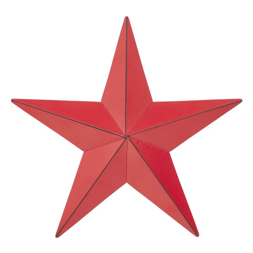1-Piece 8 in. x 8 in. Barn Red Distressed Metal Star Wall Decor