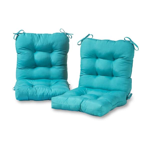 Greendale Home Fashions Solid Teal 21 in. x 42 in. Outdoor Dining Chair Cushion (2-Pack)