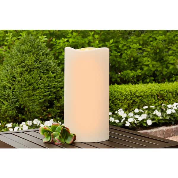 Hampton Bay 6 in. x 12 in. Battery Operated Outdoor Patio Resin LED Candle