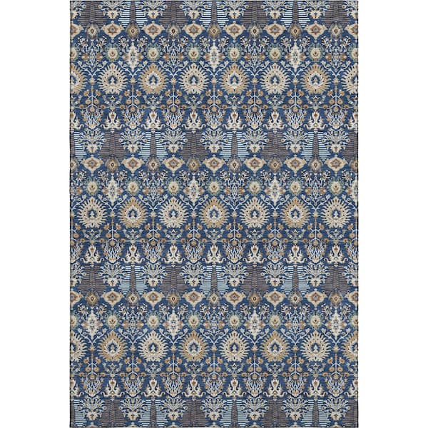 Mayfield Premium Machine Washable Abstract AMF2251 Navy 10 ft. x 14 ft. Area Rug