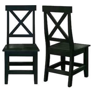 Brixton Gray Dark Charcoal Wooden X-Back Dining Side (Set of 2)