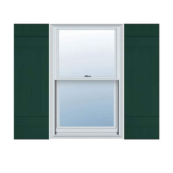 Ekena Millwork 14 in. x 47 in. Lifetime Vinyl Standard Four Board Joined Board and Batten Shutters Pair Midnight Green