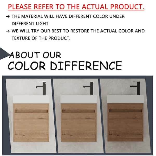 18.12 in. W x 10.25 in. D x 22.81 in. H Floating Wall-Mounted Bath Vanity in Imitative Oak with White Resin Top