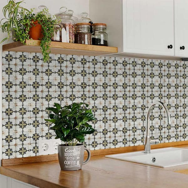 Black, Brown and Beige R92 4 in. x 4 in. Vinyl Peel and Stick Tile (24 Tiles, 2.67 sq. ft. /Pack)