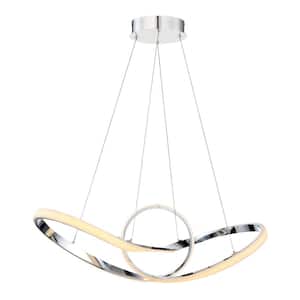 Vornado 35 in. 450-Watt Equivalent Integrated LED Chrome Pendant with Composite Shade