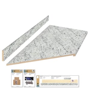 8 ft. Straight Laminate Countertop All-Inclusive Kit in Textured White Ice Granite with Eased Edge and Loose Backsplash