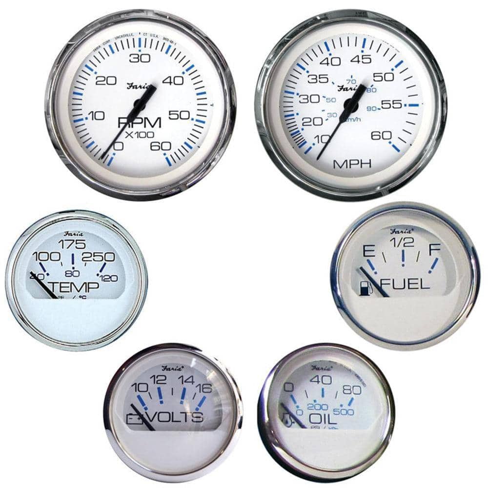 UPC 759266000018 product image for Faria Inboard 6-Gauge Boxed Set - Speedometer/Tachometer/Fuel Level/Voltmeter/Wa | upcitemdb.com