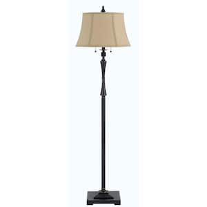 61 in. Bronze 2 Dimmable (Full Range) Standard Floor Lamp for Living Room with Cotton Empire Shade
