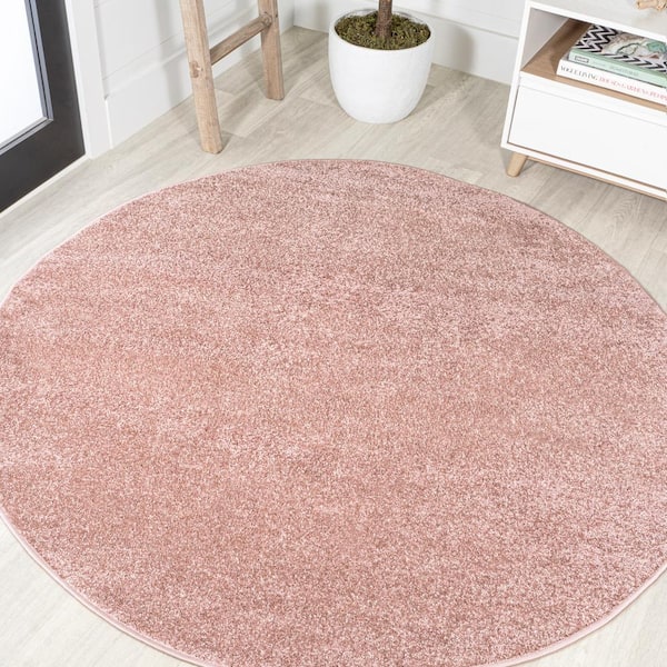 JONATHAN Y Haze Solid Low-Pile Pink 4 ft. Round Area Rug