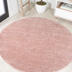 Haze Solid Low-Pile Pink 6 ft. Round Area Rug