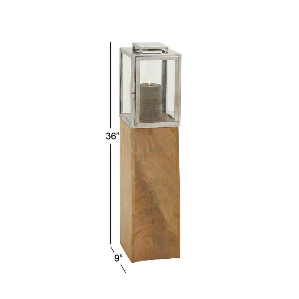 Elegant Mango Wood Hanging Candle Lantern 36" - Contemporary Brown