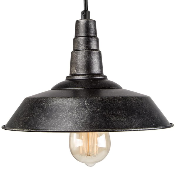Lnc Barnyard Iii 1 Light Rustic Black Barn Light Dining Kitchen Island Adjustable Pendant With Dome Shade A0190706 The Home Depot