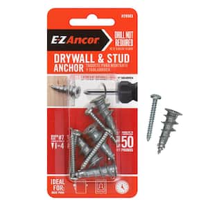 Stud Solver #7 x 1-1/4 in. Alloy Flat-Head Self-Drilling Drywall Anchors with Screws (4-Pack)