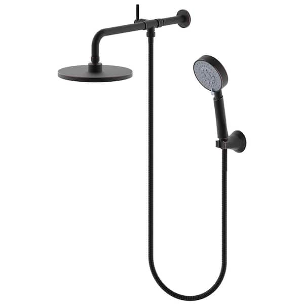 UPIKER Single-Handle 5-Spray 1.8 GPM Shower Faucet with 8 in. Round Shower Head in Matte Black