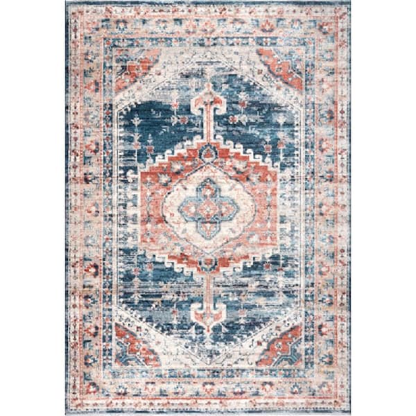 Harley Barbed Mast Medallion Blue 8 ft. x 8 ft. Indoor Square Rug