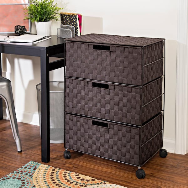 Honey-Can-Do 3-Drawer Woven Home Office Organizer, Black