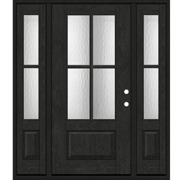Regency 64 in. x 80 in. 3/4 Lite 4SDL Oasis Deco Glass LHIS Prefinish Onyx Fiberglass Prehung Front Door 2_ 12 in. SL