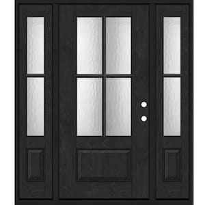 Regency 68 in. x 80 in. 3/4Lite 4SDL Oasis Deco Glass LHIS Prefinish Onyx Fiberglass Prehung Front Door w/2_ 14inSL