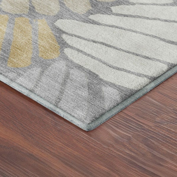 Mayfield Premium Machine Washable Abstract AMF2384 Gray 5 ft. x 7 ft. 6 in. Area Rug