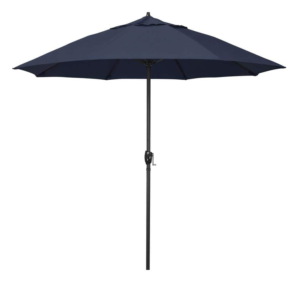 9 ft. Bronze Aluminum Market Patio Umbrella with Fiberglass Ribs and Auto Tilt in Spectrum Indigo Sunbrella price history on PriceWatchPro