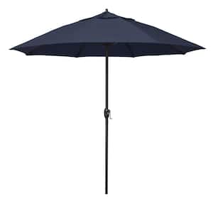9 ft. Bronze Aluminum Market Patio Umbrella with Fiberglass Ribs and Auto Tilt in Spectrum Indigo Sunbrella