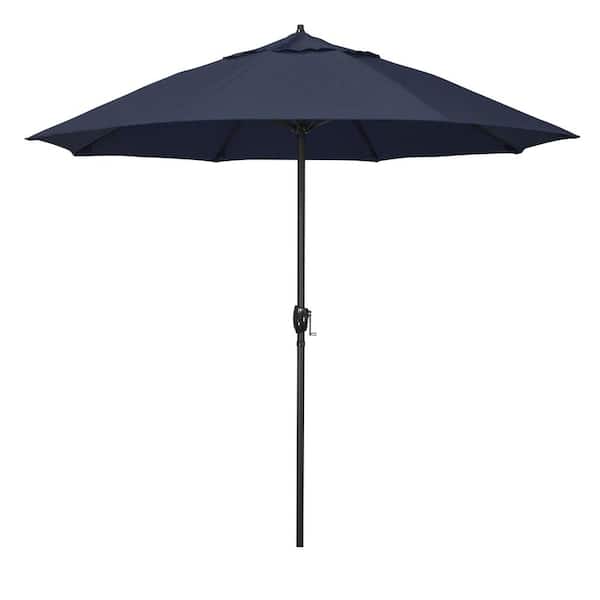 California Umbrella 9 ft. Bronze Aluminum Market Patio Umbrella with Fiberglass Ribs and Auto Tilt in Spectrum Indigo Sunbrella