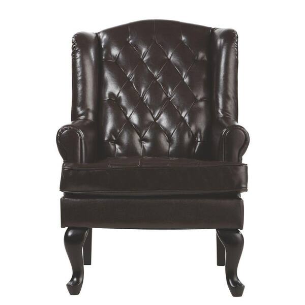 Unbranded Tufted Leather Arm Chair in Dark Brown