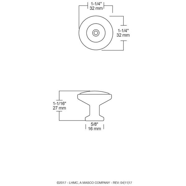 Classic 1-1/4 in. (32mm) Polished Chrome with White Ceramic Insert Round Cabinet Knob Classic 1-1/4 in. (32mm) Polished Chrome with White Ceramic Insert Round Cabinet Knob