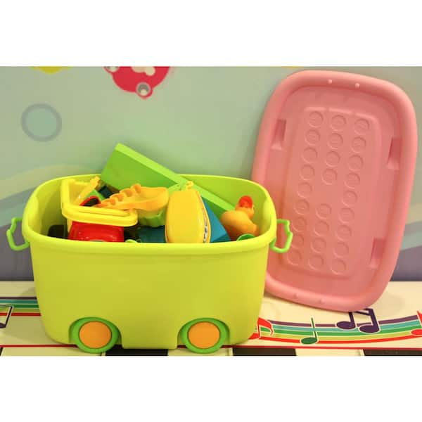 stackable toy storage box with wheels