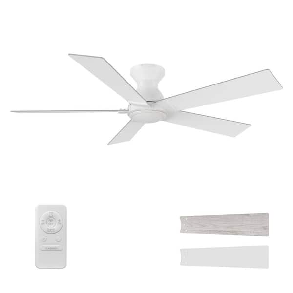 Vetric II 52 in. Indoor White 10-Speed DC Motor Flush Mount Ceiling Fan with Remote Control