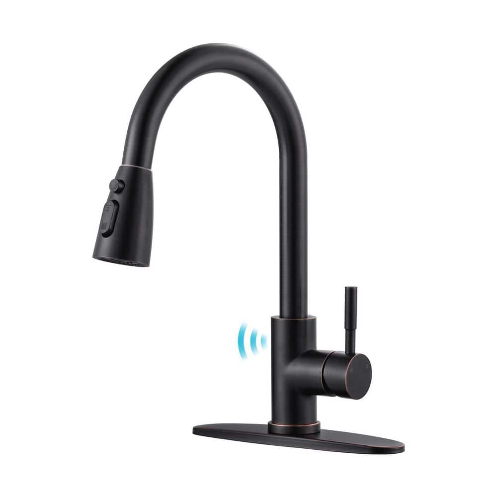 15.3 in. Touchless Sensor Single Handle Pull Down Sprayer Kitchen Faucet with 360° Spout in Stainless Steel Bronze price history on PriceWatchPro