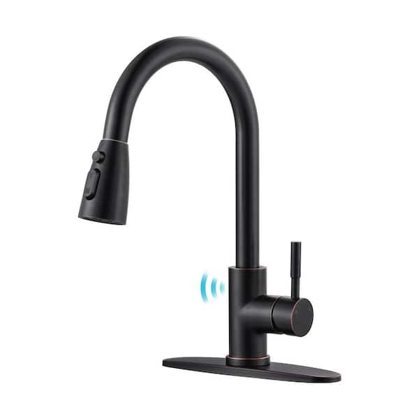 15.3 in. Touchless Sensor Single Handle Pull Down Sprayer Kitchen Faucet with 360° Spout in Stainless Steel Bronze