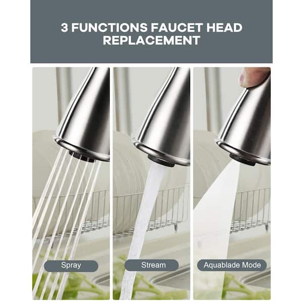 ALEASHA Pull Down Kitchen Faucet Head Replacement in Brushed ALEASHA Pull Down Kitchen Faucet Head Replacement in Brushed