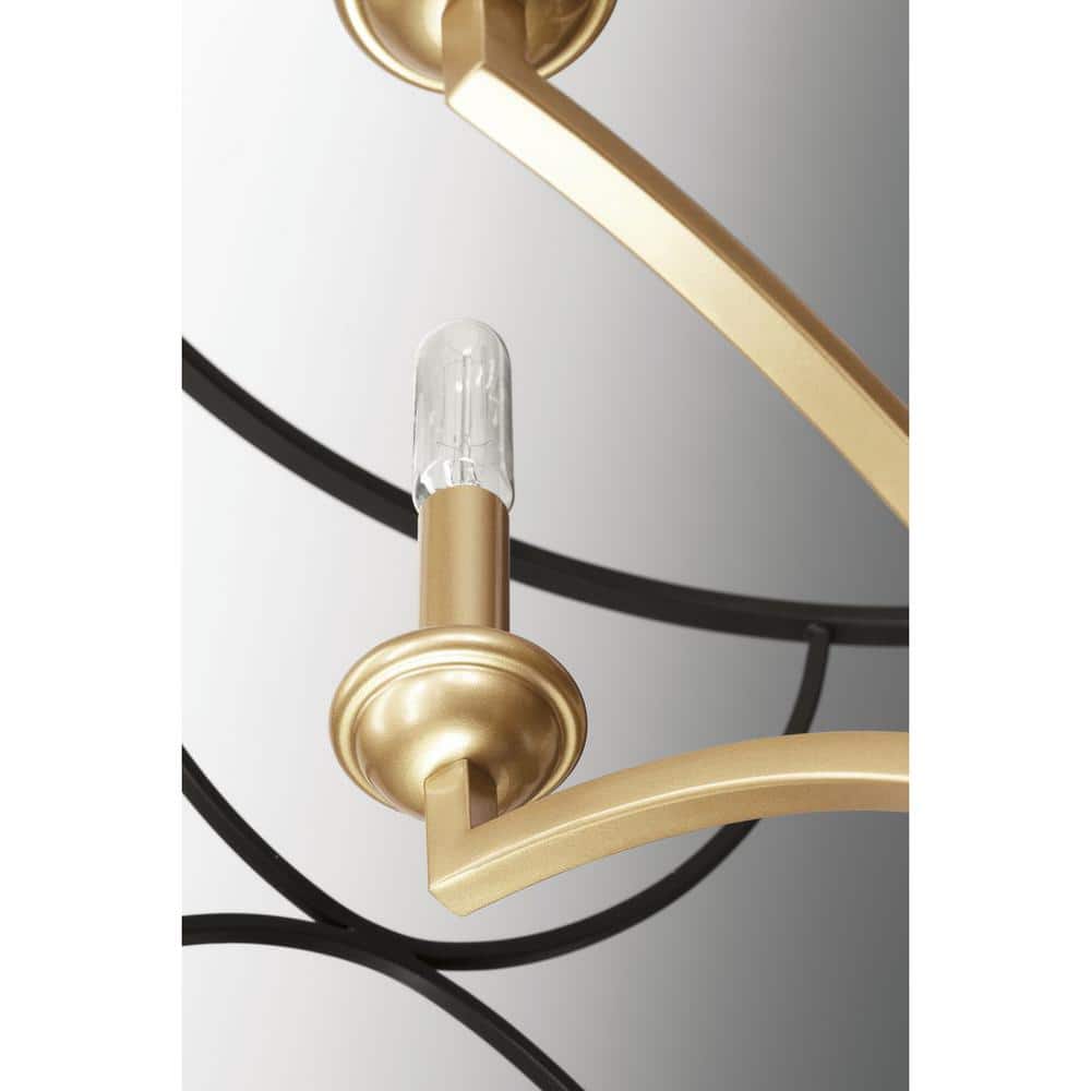 Landree Black and Brass Geometric Cage 3-Light Chandelier