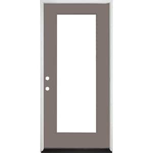 Legacy 30 in. x 80 in. Full-Lite Clear Glass RHIS Primed Kindling Finish Fiberglass Prehung Front Door