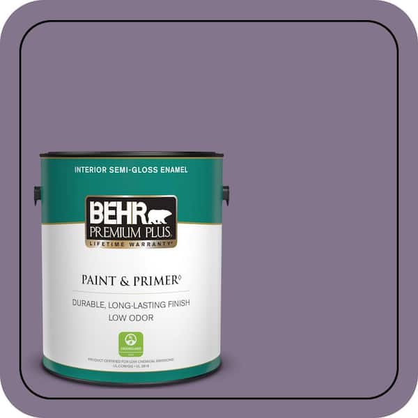 BEHR PREMIUM PLUS 1 gal. #S100-5 Purple Potion Semi-Gloss Enamel Low Odor Interior Paint & Primer