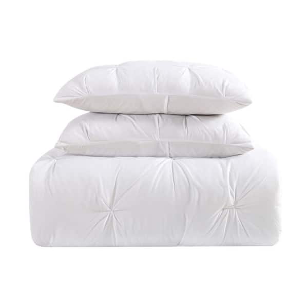 Truly Soft Everyday Pleated 4 Piece Full/Queen Removeable Cover Microfiber Comforter Set in White