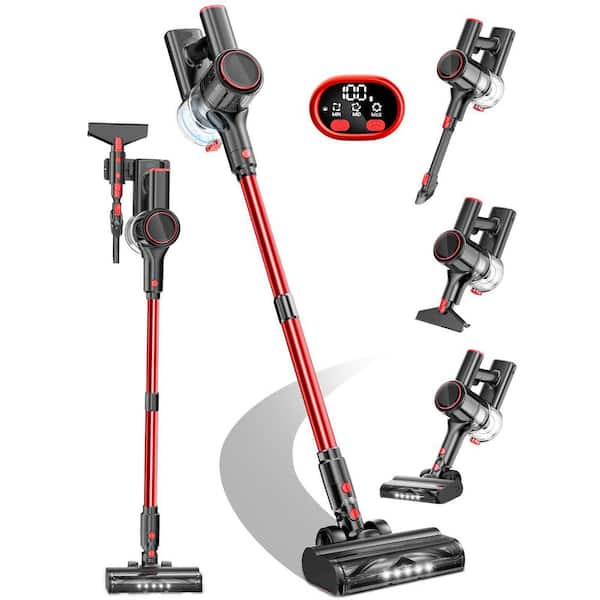 6 in 1 Bagless Stick Vacuum with HEPA Filter, 33 kPa Suction, Max to 45 Mins Runtime Battery, 1.5 L