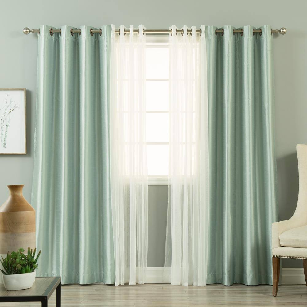 Best Home Fashion Mineral Green Faux Silk Grommet Blackout Curtain - 52