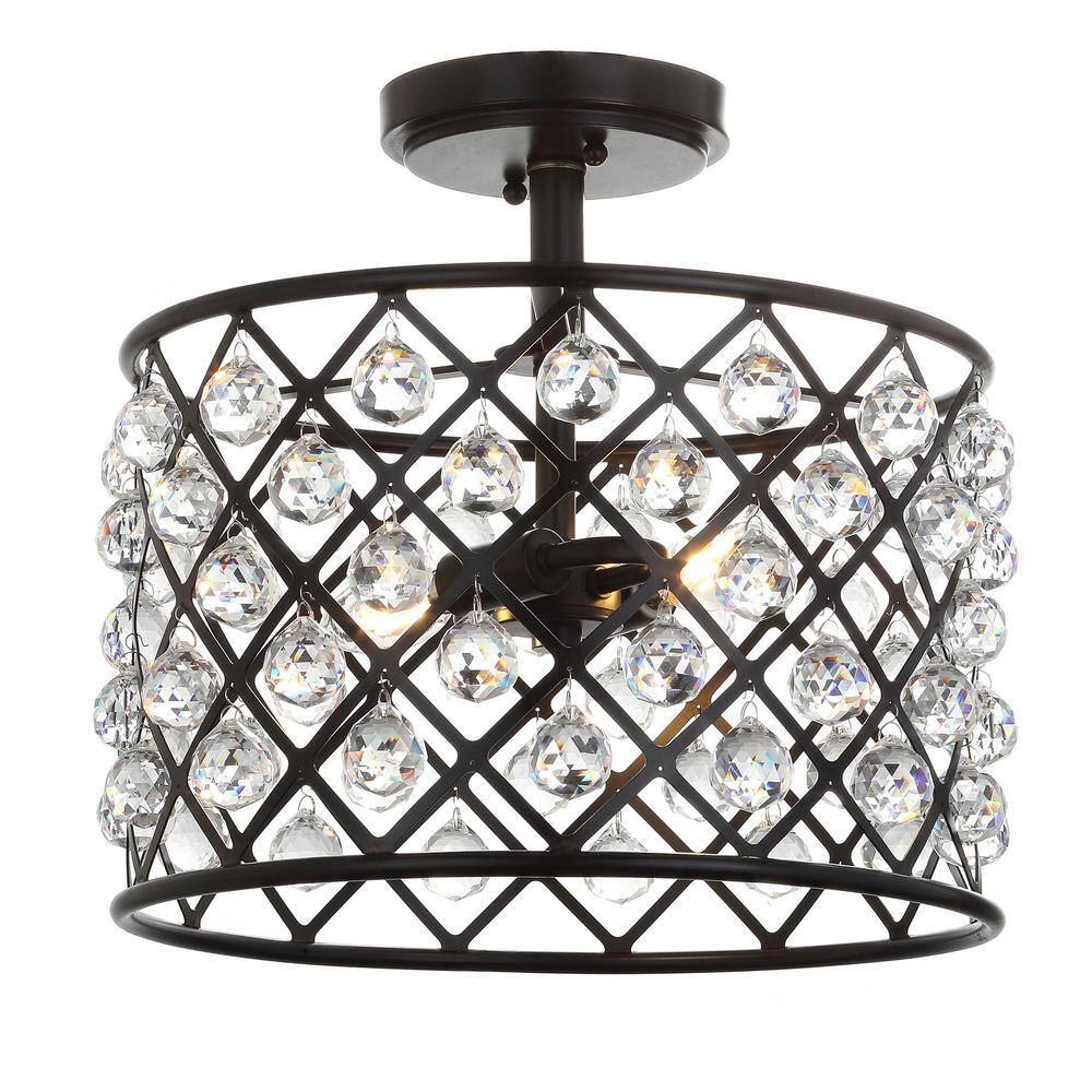 Gabrielle 14.5" Oil Rubbed Bronze Crystal LED Semi-Flush Pendant