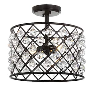 Gabrielle 14.5 in. Oil Rubbed Bronze Crystal/Metal LED Semi- Flush Mount,