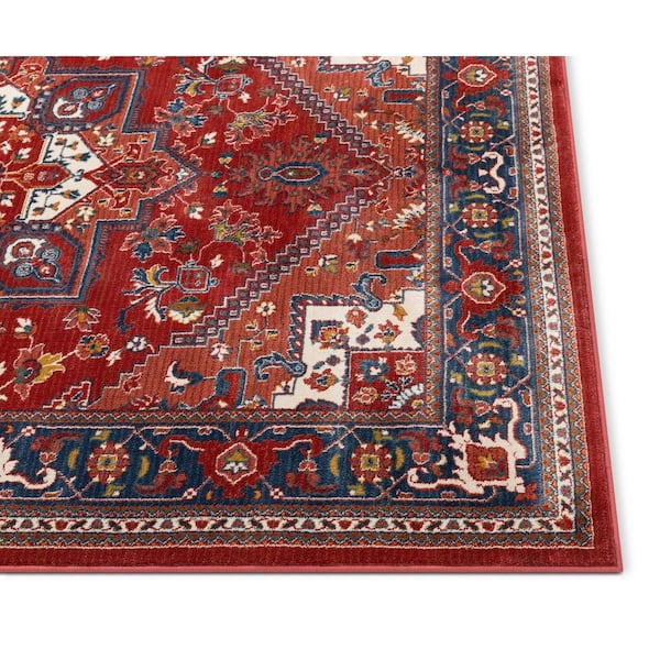 Tulsa Jackie Traditional Medallion Crimson/Red 5 ft. 3 in. x 7 ft. 3 in. Area Rug