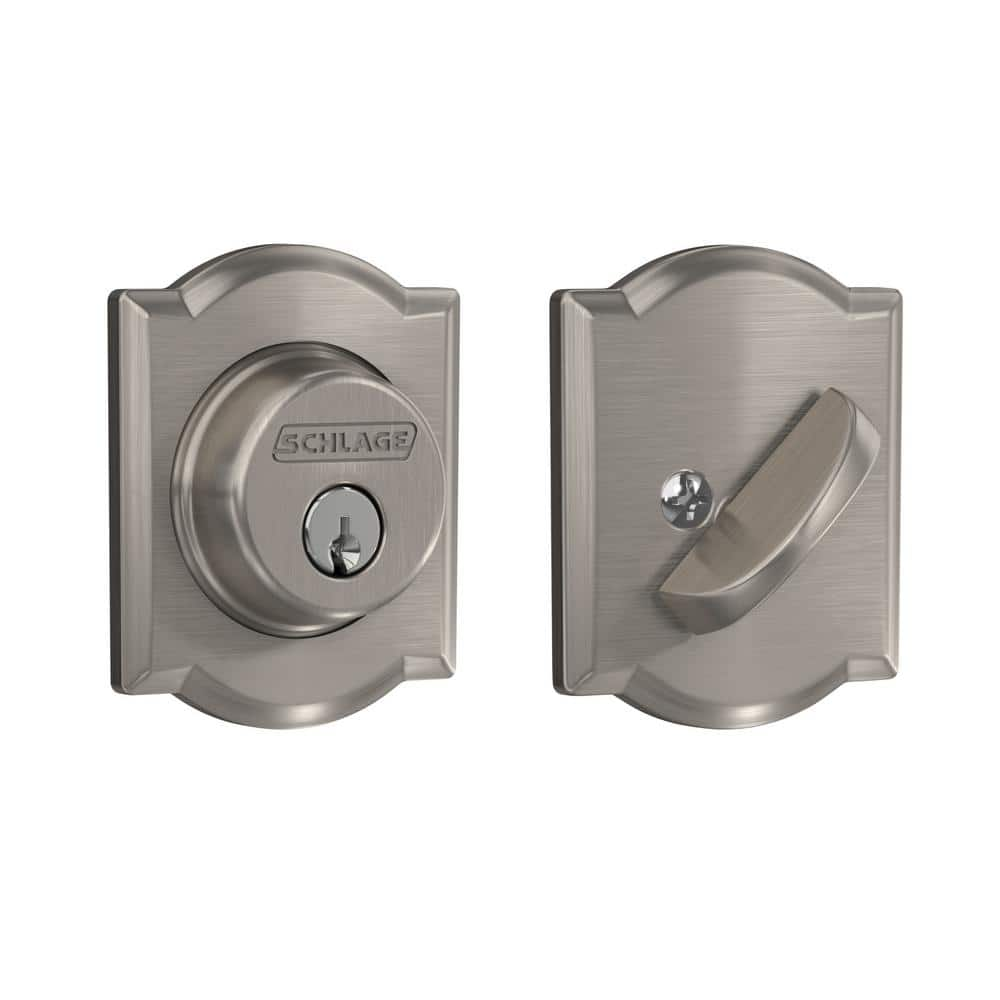 Schlage B60 Series Camelot Satin Nickel Single Cylinder Deadbolt Certified Highest for Security and Durability