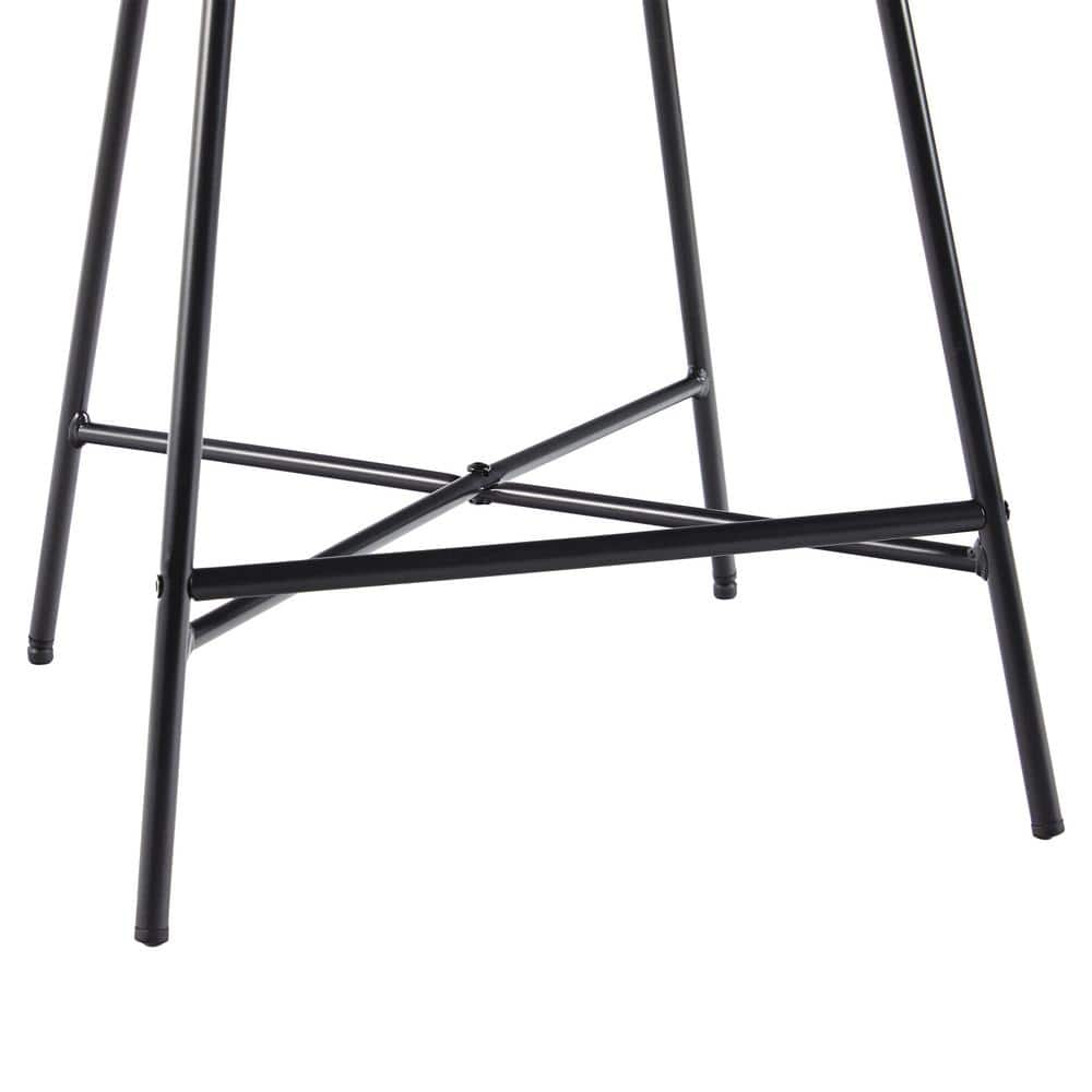 24" Black Faux Leather and Metal Counter Stools, Set of 2